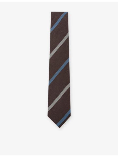 Paolo Stripe Cotton, Linen And Silk Tie