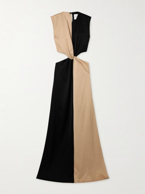 Gilded Cutout Twist-front Satin And Dupioni Gown