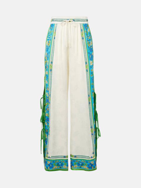 Vivianna printed high-rise wide-leg pants