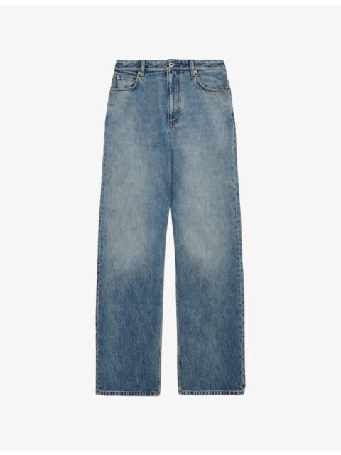 Faded-Wash Straight-Leg Denim Jeans