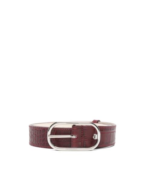 bordeaux oval-buckle belt