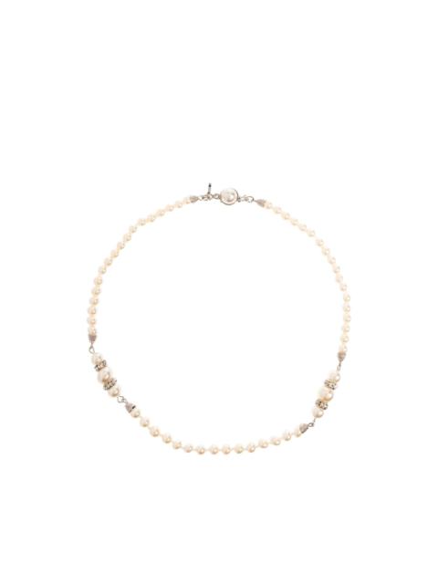 pearl silver beaded necklace