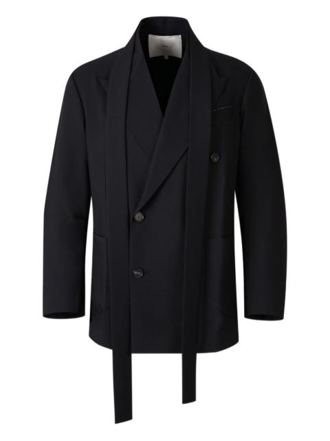 double-breasted tie-detail blazer
