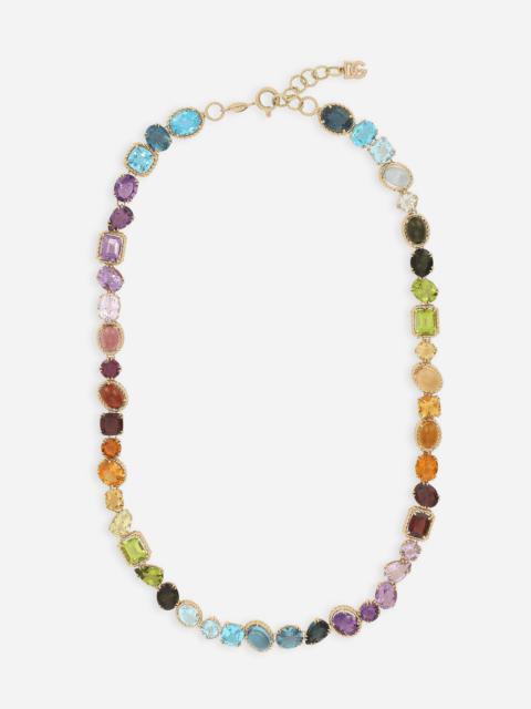 Rainbow necklaces in yellow gold 18kt with multicolor gemstones
