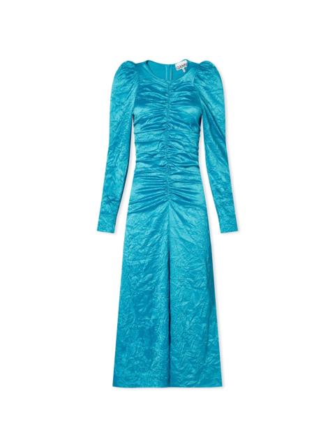 GANNI Satin O-Neck Midi Dress