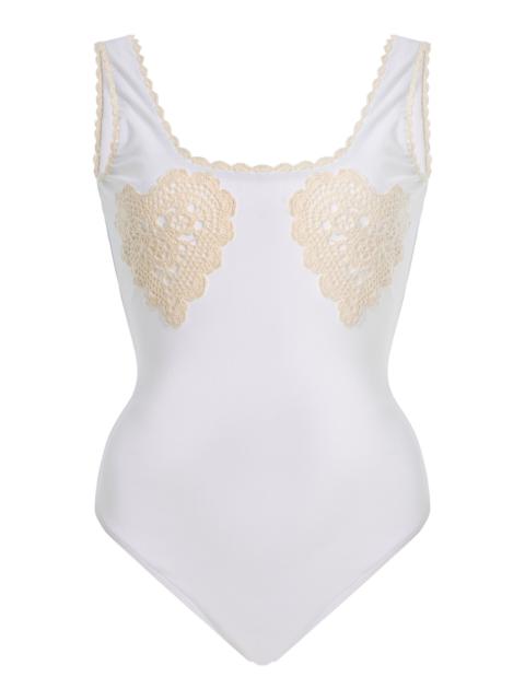 Madelyn Crochet One Piece Swimsuit white