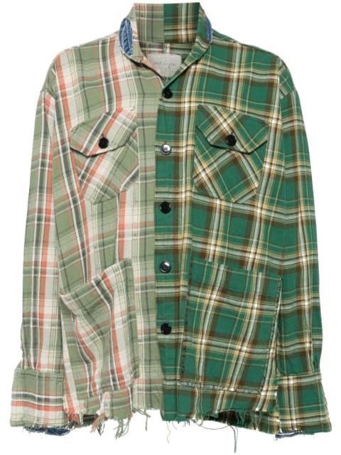 checked patchwork cotton shirt