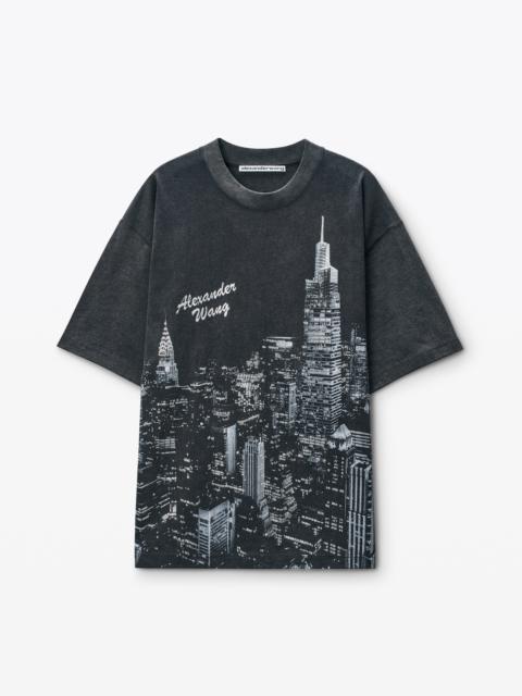 Black NY Skyline Crystal Hotfix T-Shirt