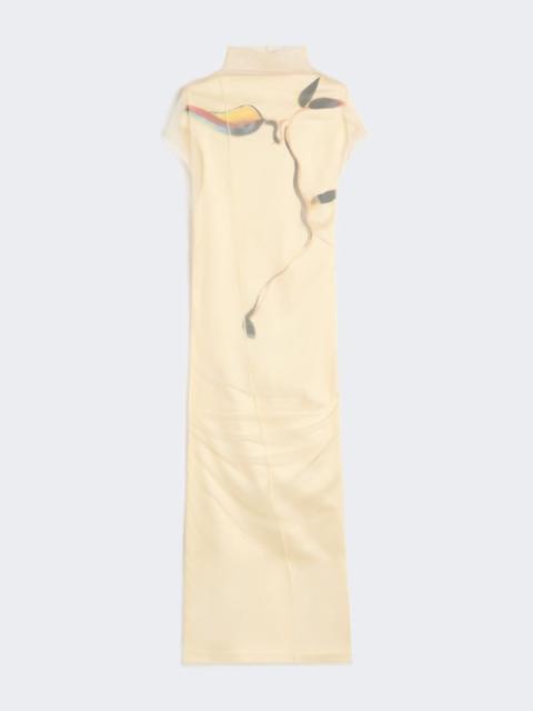 Double-layer satin dress - light yellow