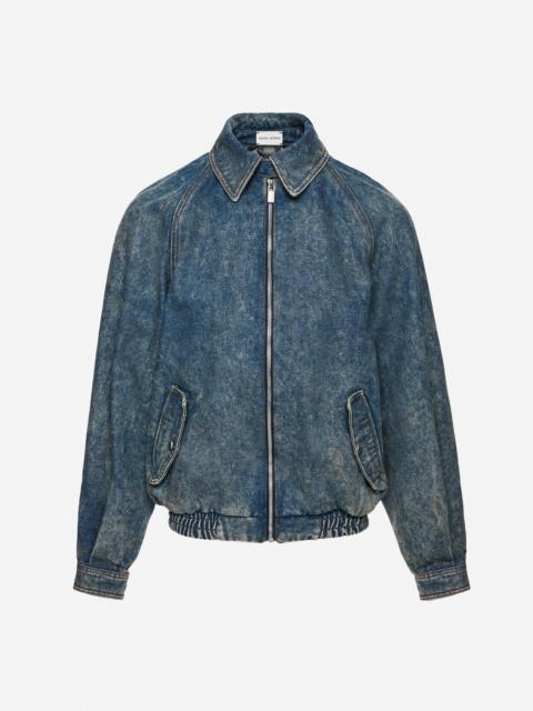 Zip-up denim jacket in vintage blue