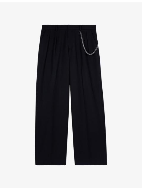 Regular-Fit Straight-Leg Wool-Blend Trousers