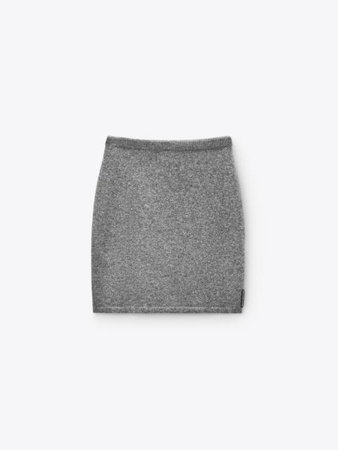 Grey Wool-Blend Hotfix Miniskirt