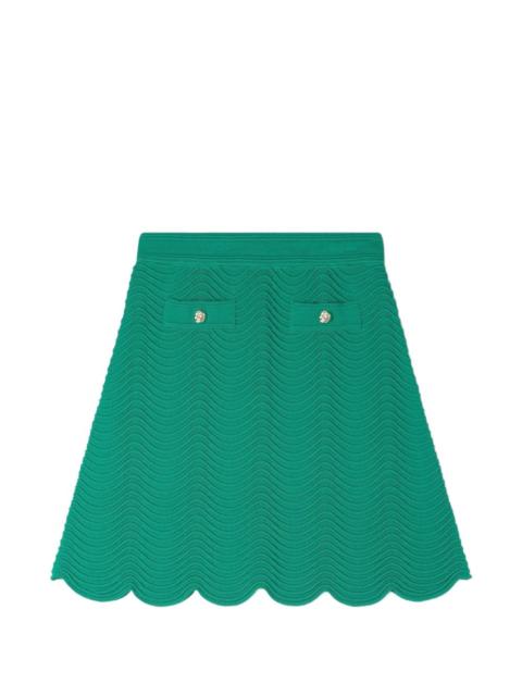 wave-pattern knitted skirt