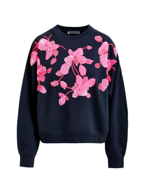 flower-pattern sequin-embellishment sweatshirt