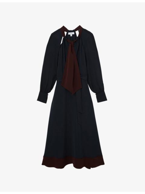 Estella Tie-Neck Woven Midi Dress