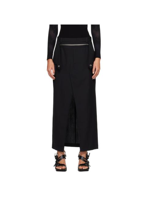 Black Zip Midi Skirt