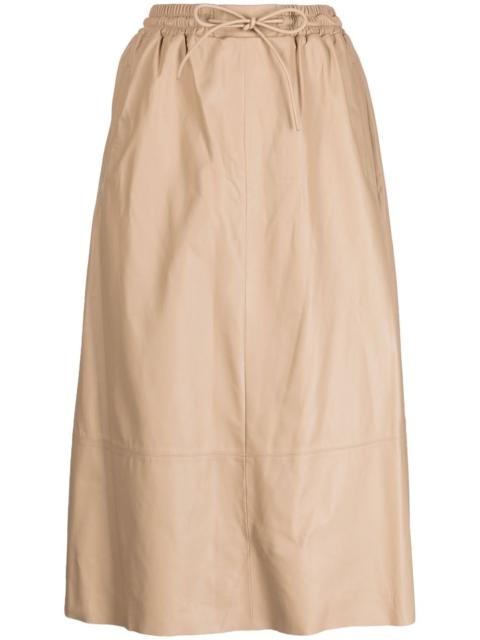 leather flared skirt