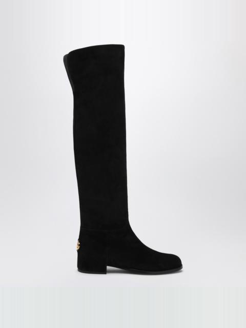 High suede boot black