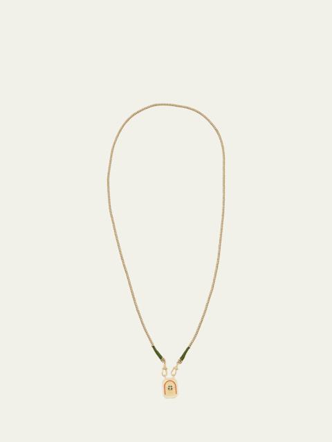 18k Rathi Link Chain Necklace with Mini Clover Pendant