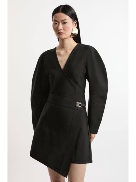 Petite Figure Form Bandage Asymmetric Mini Skirt