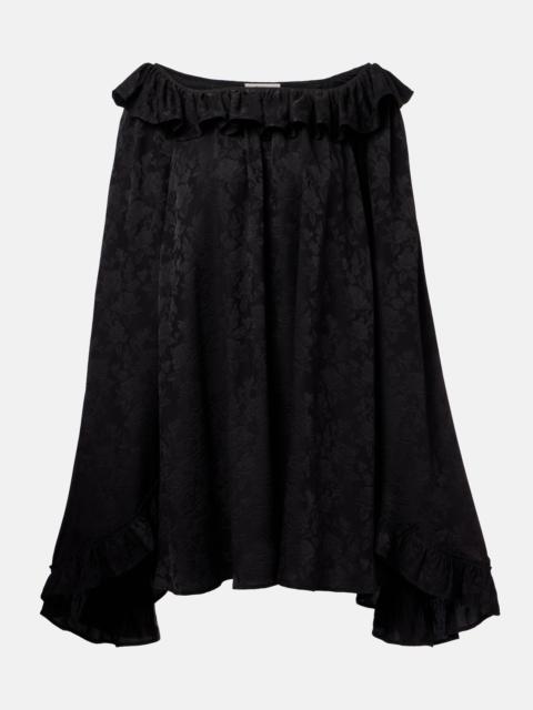 Ruffled jacquard silk minidress