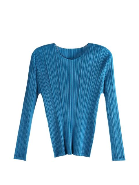 pleated long-sleeve top