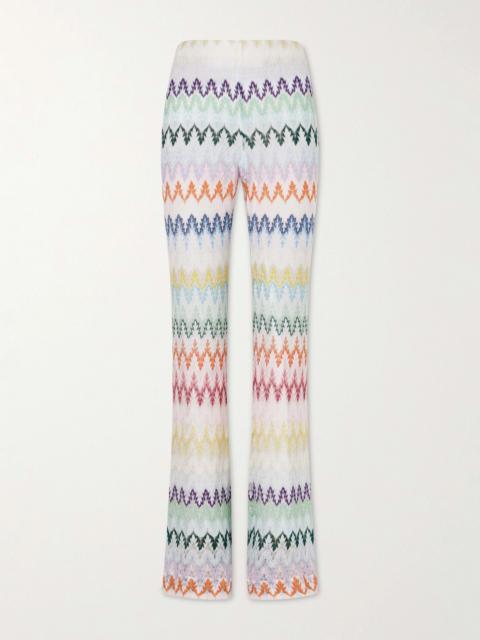 Striped Metallic Crocheted Flared Pants