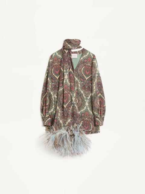 GEORGETTE TOP WITH VOYAGE IMAGINAIRE CASHMERE PRINT WITH FEATHERS