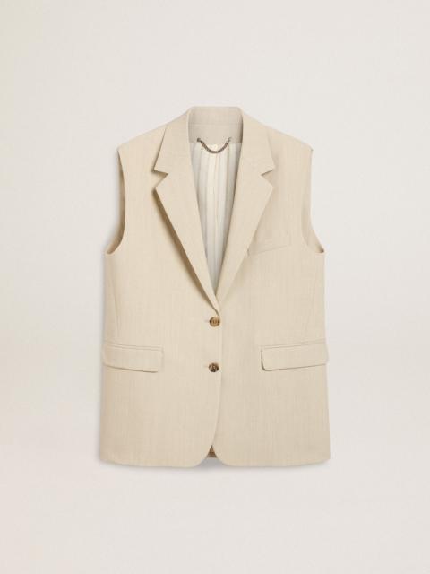 Women's khaki wool blend vest jacket