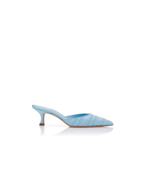 Light Blue Satin Pointed Toe Mules
