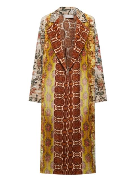 floral-patterned lapel coat