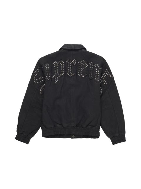 Supreme Pebbled Leather Varsity Jacket Black