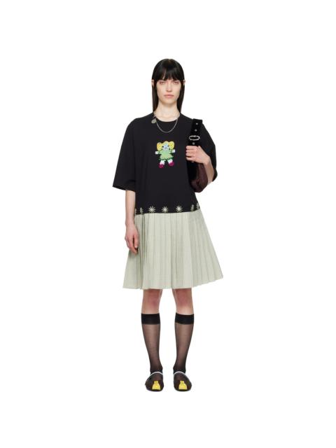 Black & Green Saltos Kilt Midi Dress