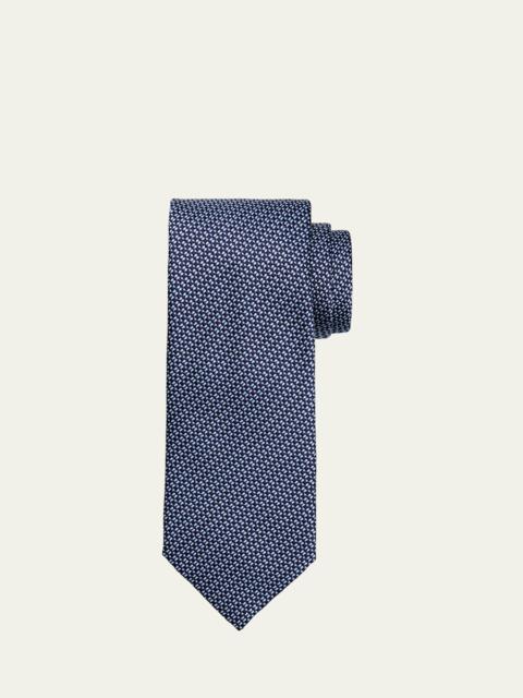 Men's Micro-Jacquard Silk and Cotton Tie