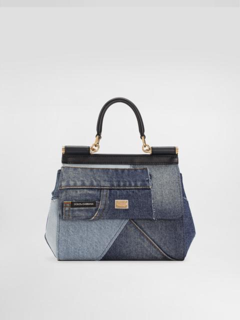 Small Sicily bag in patchwork denim and calfskin