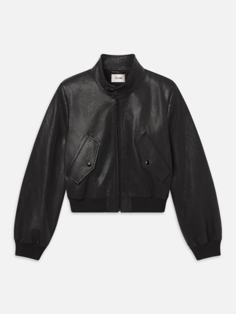 The Leather Harrington Jacket in Black