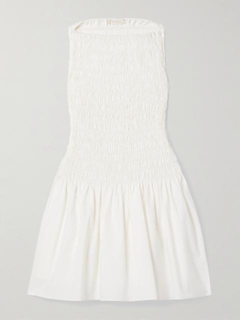Noa Shirred Cotton-poplin Mini Dress