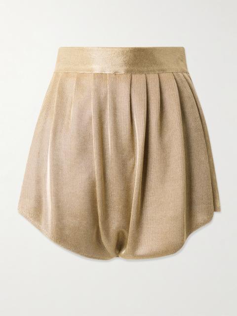 Gathered Metallic Knitted Shorts