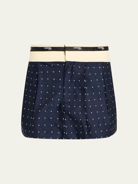 Flip Waist Polka-Dot Twill Micro Skirt