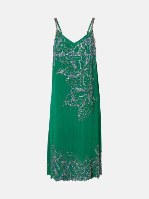 Beaded silk slip dress