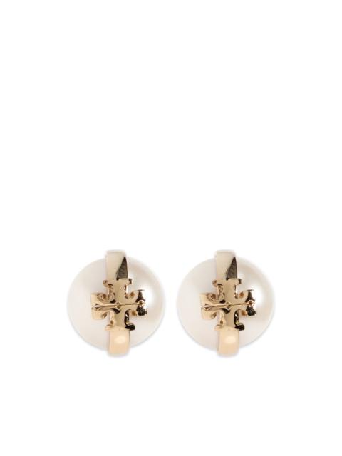 pearl logo earrings