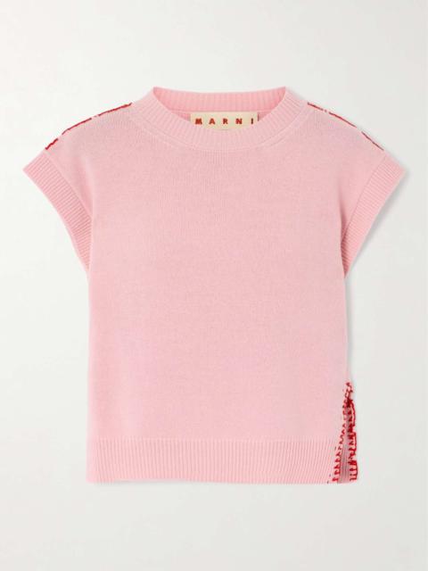 Embroidered wool and cashmere-blend vest