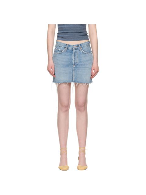 Blue V-Waist Denim Miniskirt
