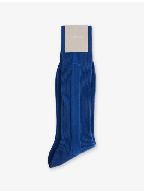 Embroidered-Logo Ribbed Cotton Socks