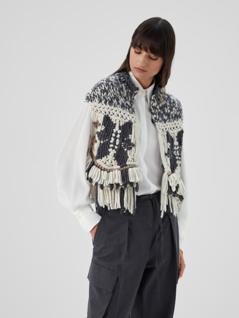 Handmade macramé intarsia OPERA vest in cashmere