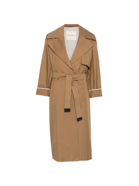 notched-lapel belted trench coat