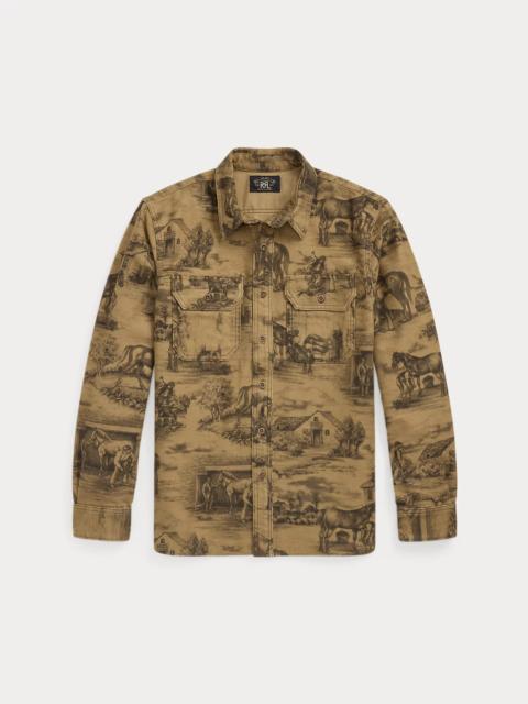 Equestrian-Print Moleskin Workshirt