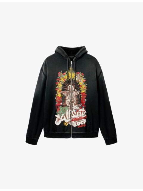 Roque Zip-Up Graphic-Print Cotton Hoody