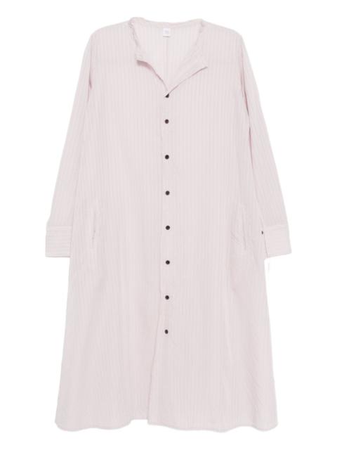 stripe-patterned raw-edge shirt dress