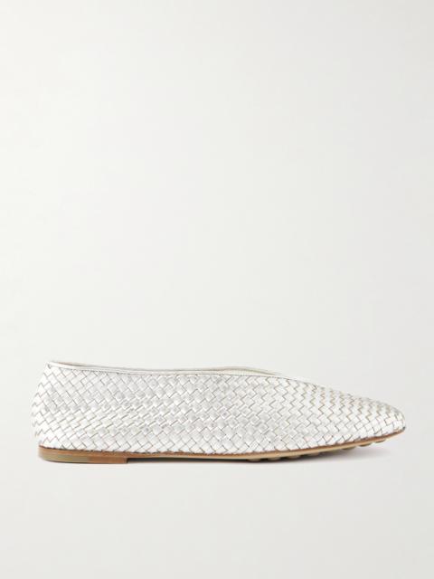 Rosa Metallic Intrecciato Leather Ballet Flats